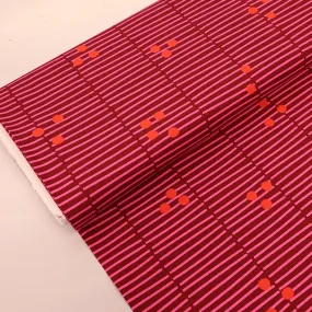 100% Cotton Poplin - Shutters - Burgundy and Pink