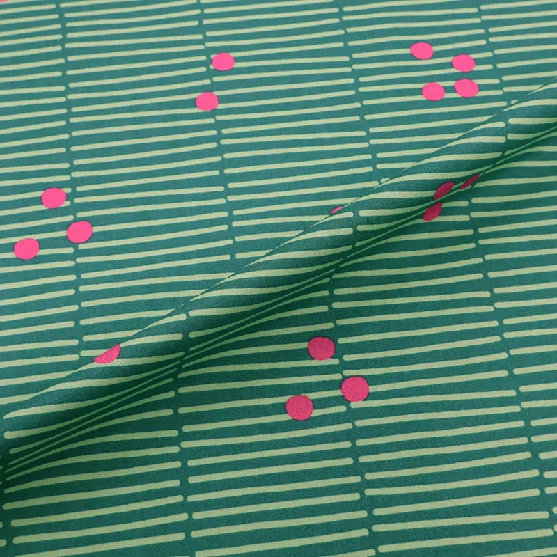 100% Cotton Poplin - Shutters - Green and Pink