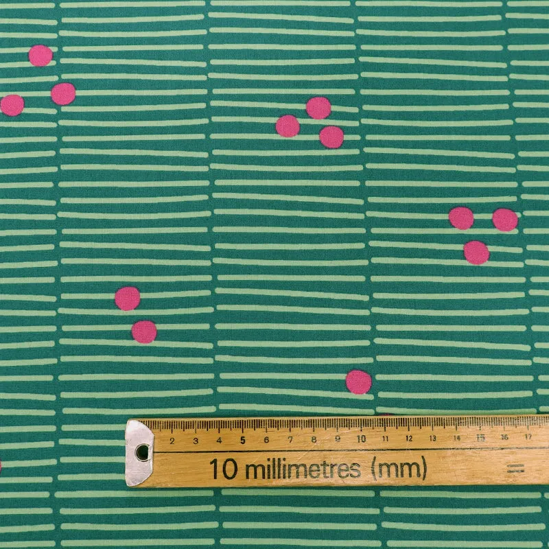 100% Cotton Poplin - Shutters - Green and Pink