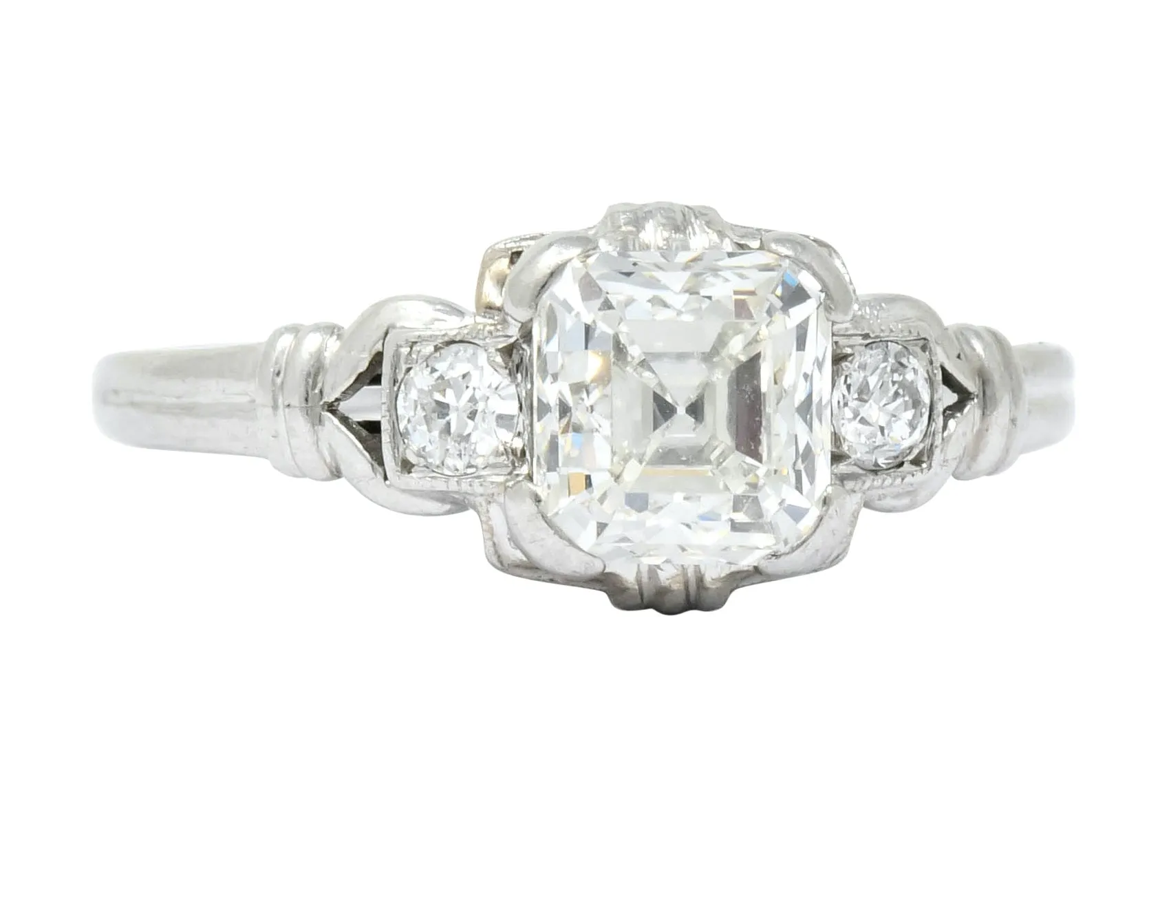 1940 Retro 1.35 CTW Asscher Diamond Platinum Engagement Ring