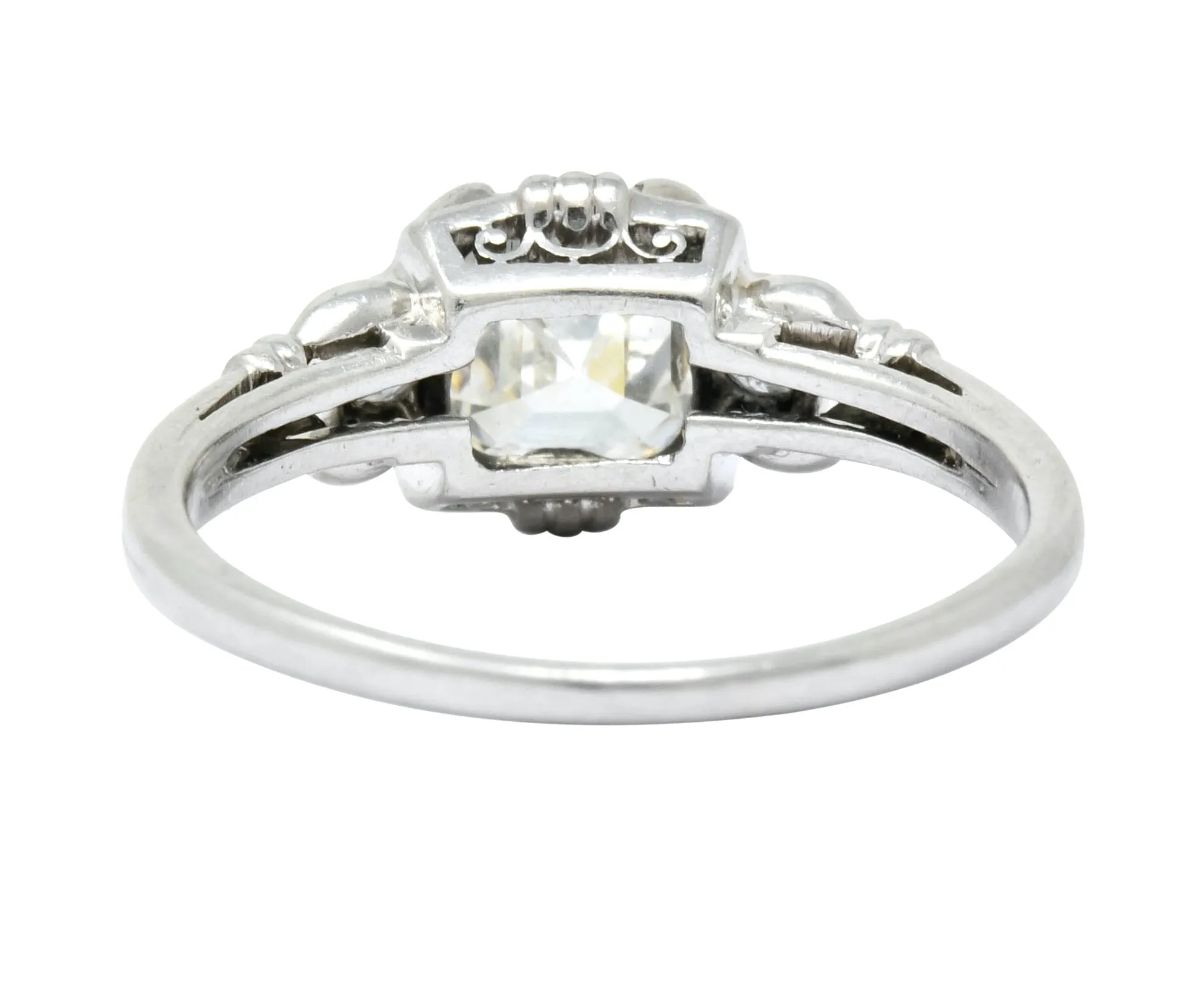 1940 Retro 1.35 CTW Asscher Diamond Platinum Engagement Ring