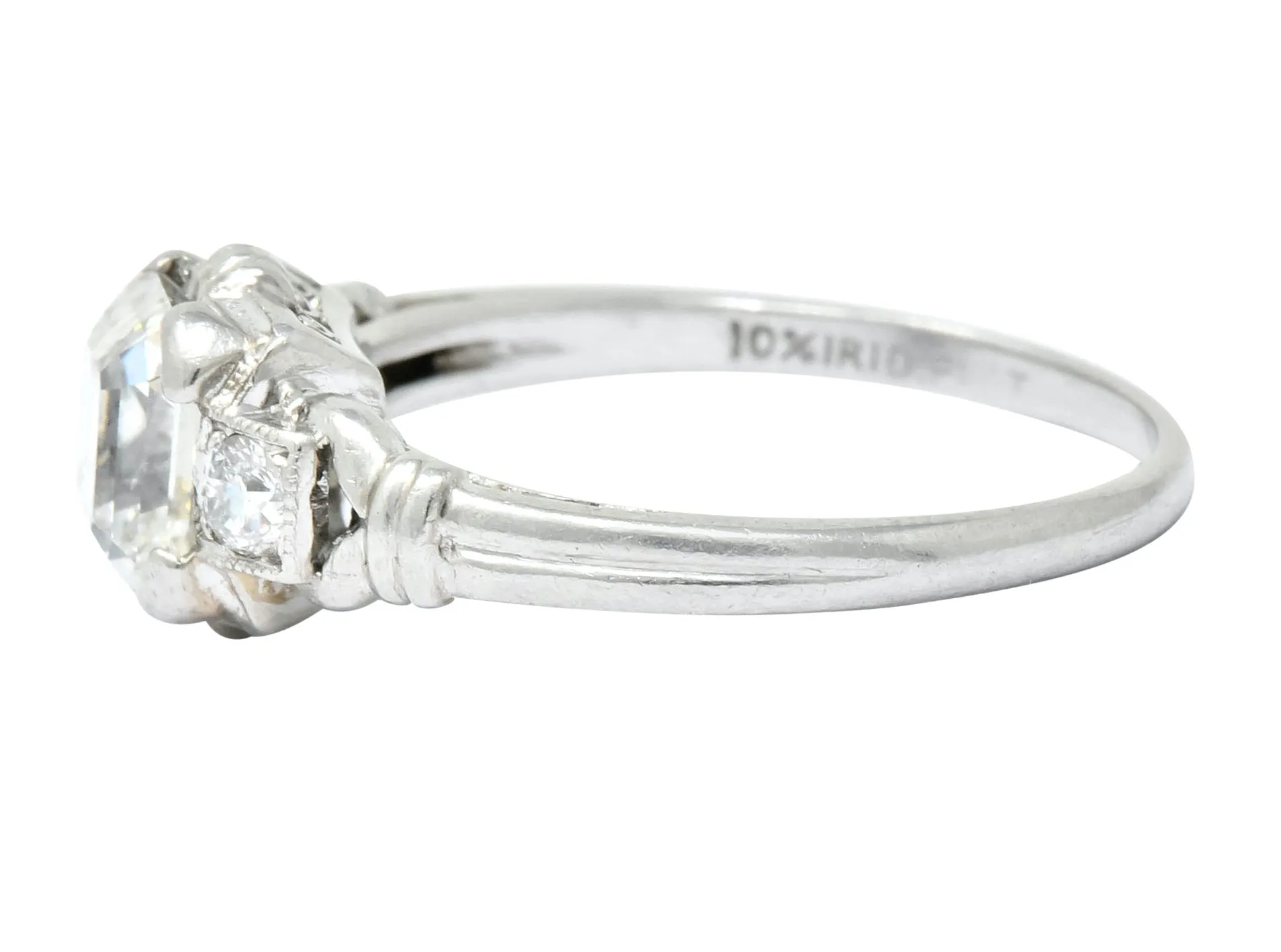 1940 Retro 1.35 CTW Asscher Diamond Platinum Engagement Ring