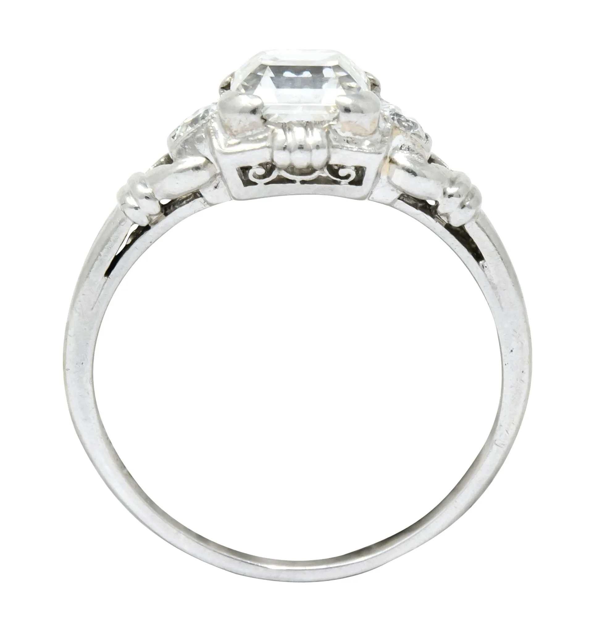 1940 Retro 1.35 CTW Asscher Diamond Platinum Engagement Ring