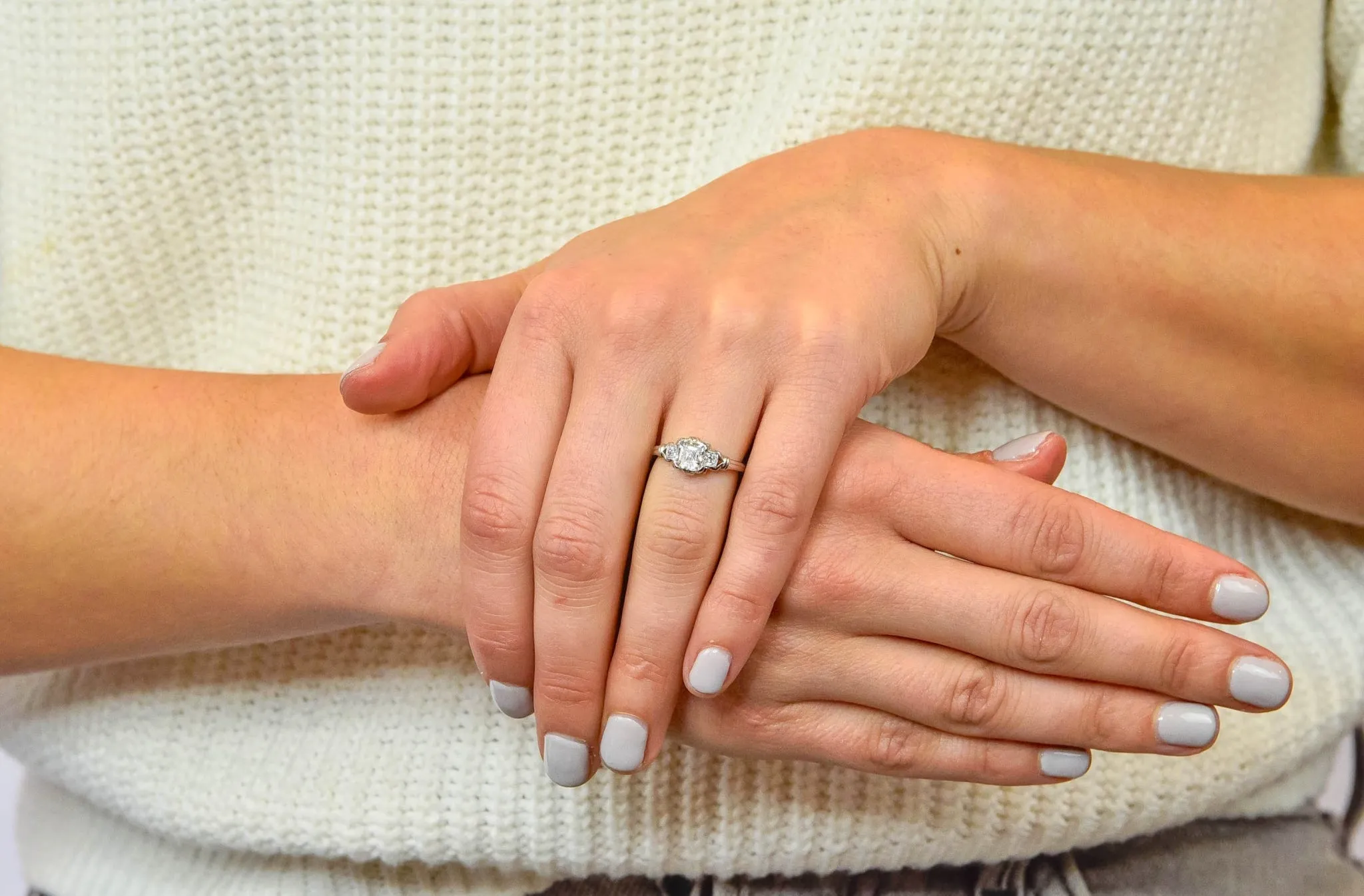 1940 Retro 1.35 CTW Asscher Diamond Platinum Engagement Ring