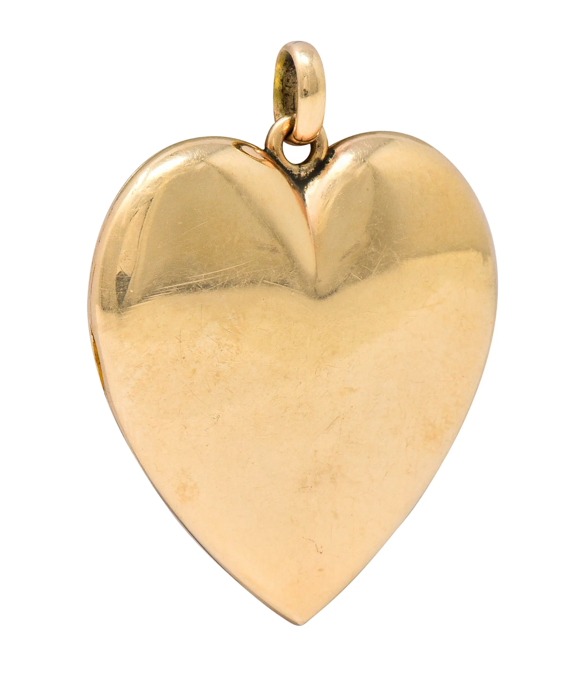 1940's Retro 10 Karat Rose Gold Heart Locket Pendant