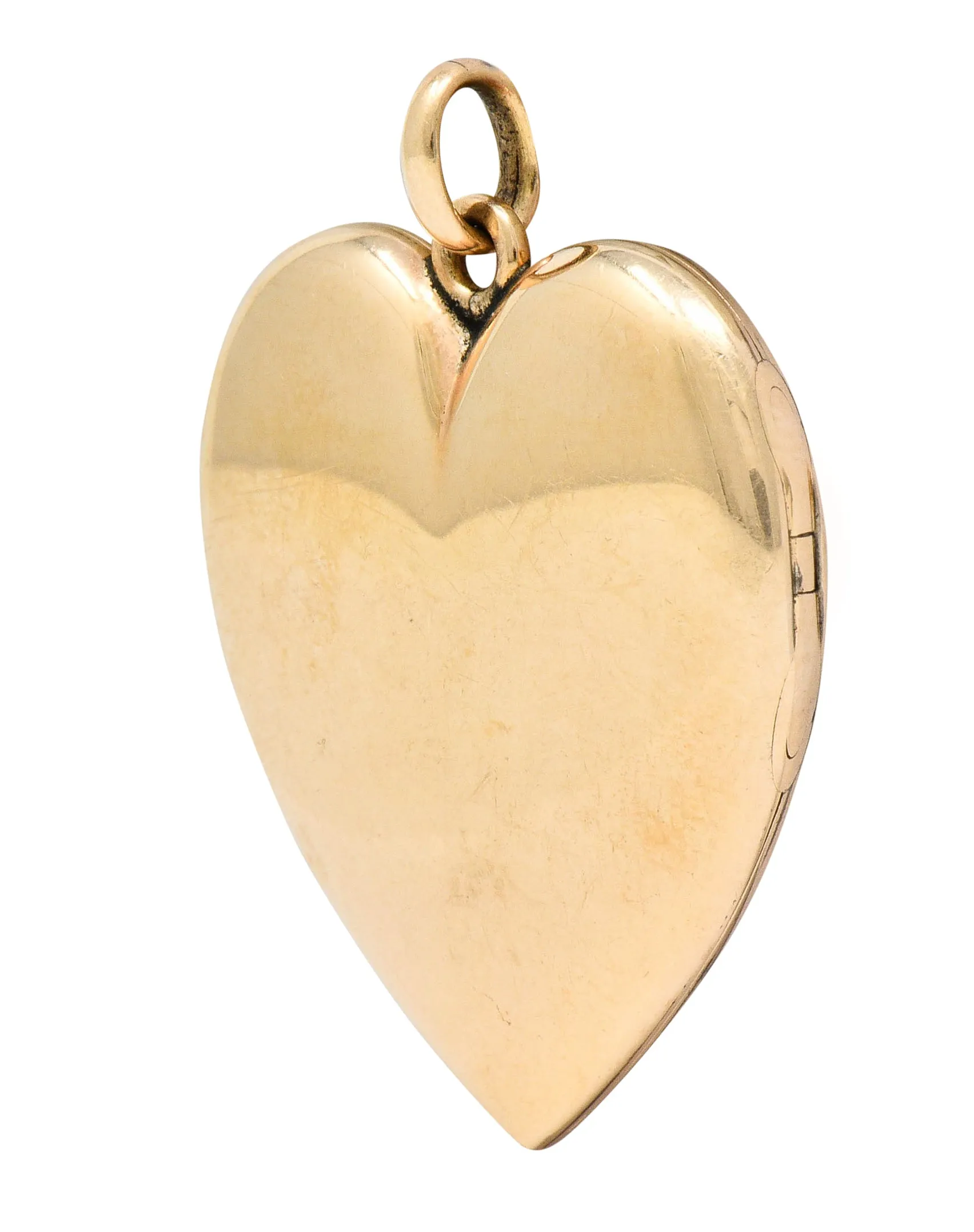 1940's Retro 10 Karat Rose Gold Heart Locket Pendant