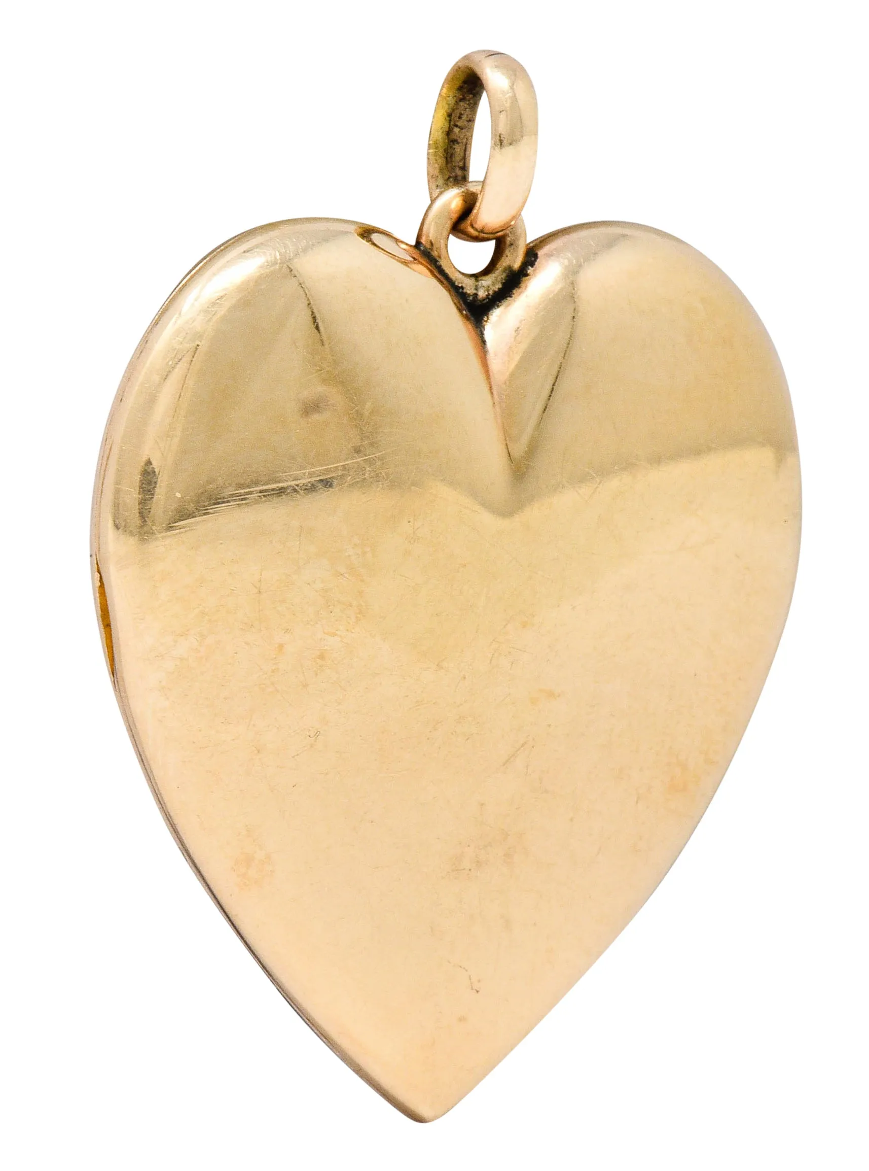 1940's Retro 10 Karat Rose Gold Heart Locket Pendant