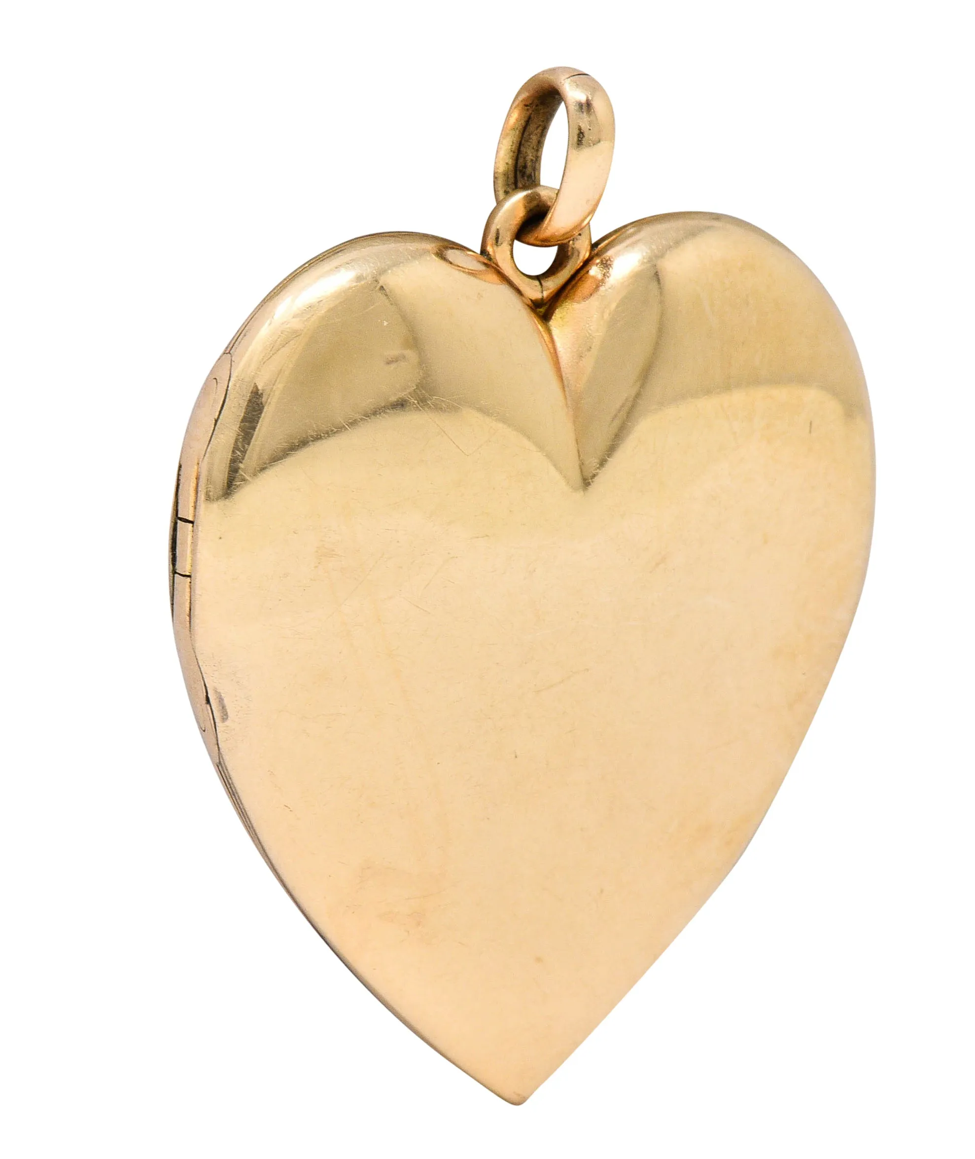 1940's Retro 10 Karat Rose Gold Heart Locket Pendant