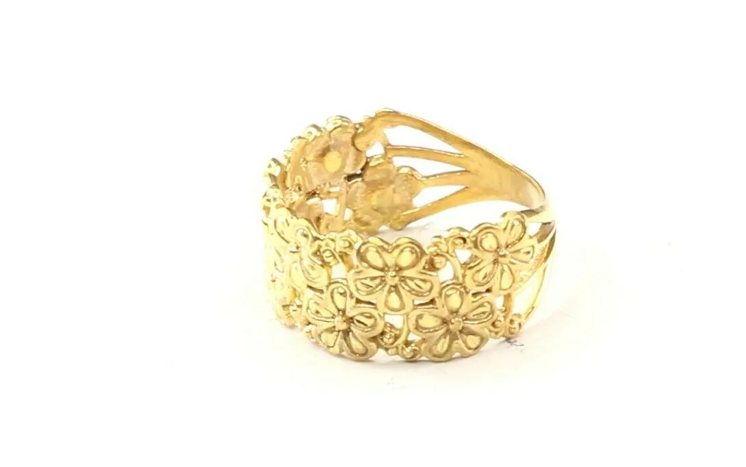 22k Ring Solid Gold ELEGANT Charm Woman Floral Band SIZE 8 RESIZABLE r2442