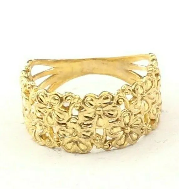 22k Ring Solid Gold ELEGANT Charm Woman Floral Band SIZE 8 RESIZABLE r2442