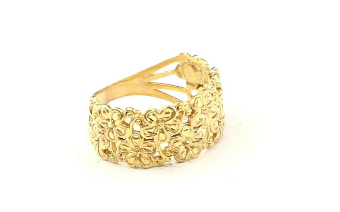 22k Ring Solid Gold ELEGANT Charm Woman Floral Band SIZE 8 RESIZABLE r2442