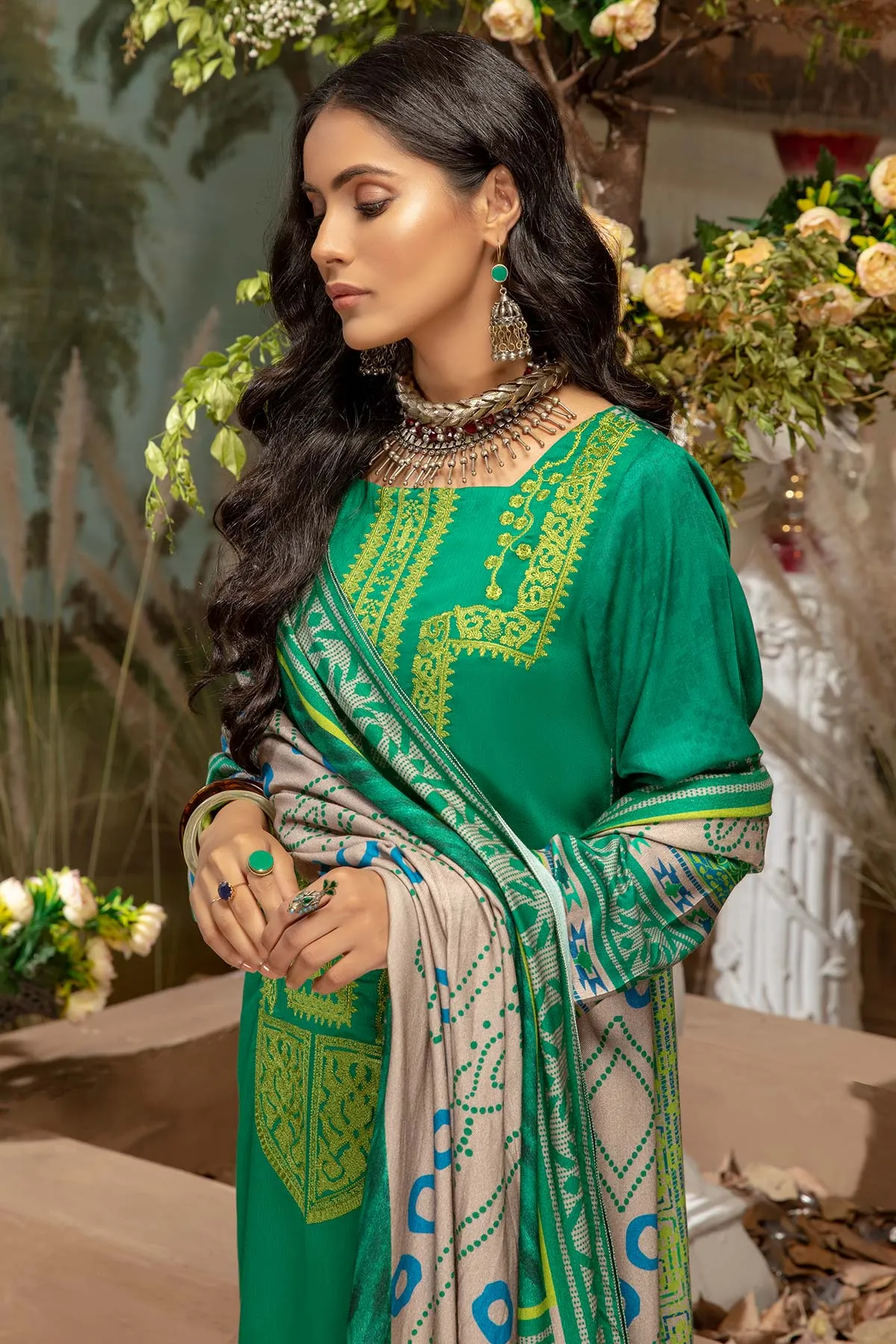 3 Pc Unstitched Embroidered Marina Suit SHW-02