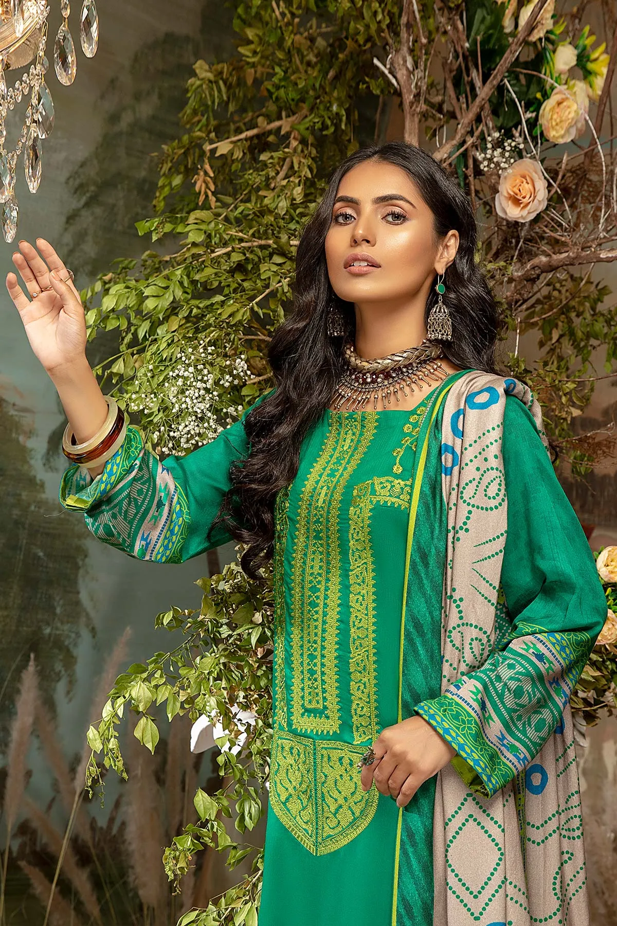 3 Pc Unstitched Embroidered Marina Suit SHW-02