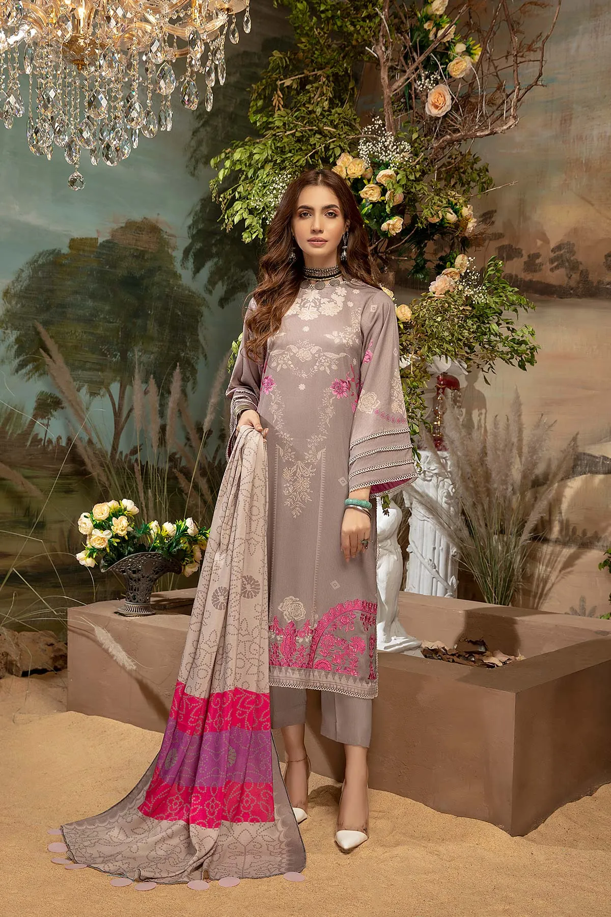 3 Pc Unstitched Embroidered Marina Suit SHW-03