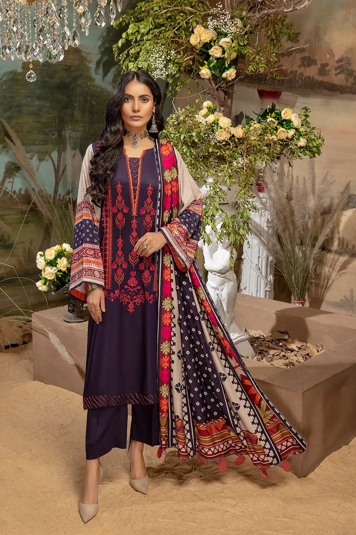 3 Pc Unstitched Embroidered Marina Suit SHW-04