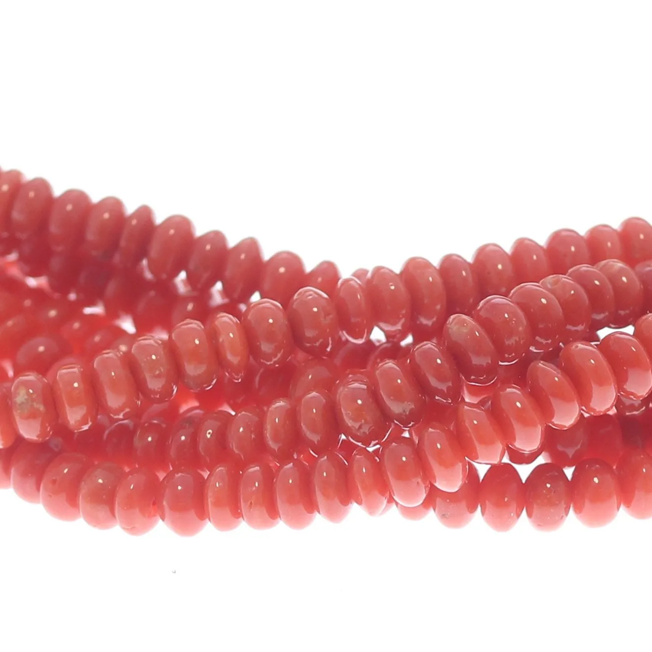 AAA Bright Tomato Red Italian Coral Beads Rondelles 4.5mm 18