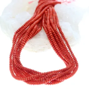 AAA Bright Tomato Red Italian Coral Beads Rondelles 4.5mm 18