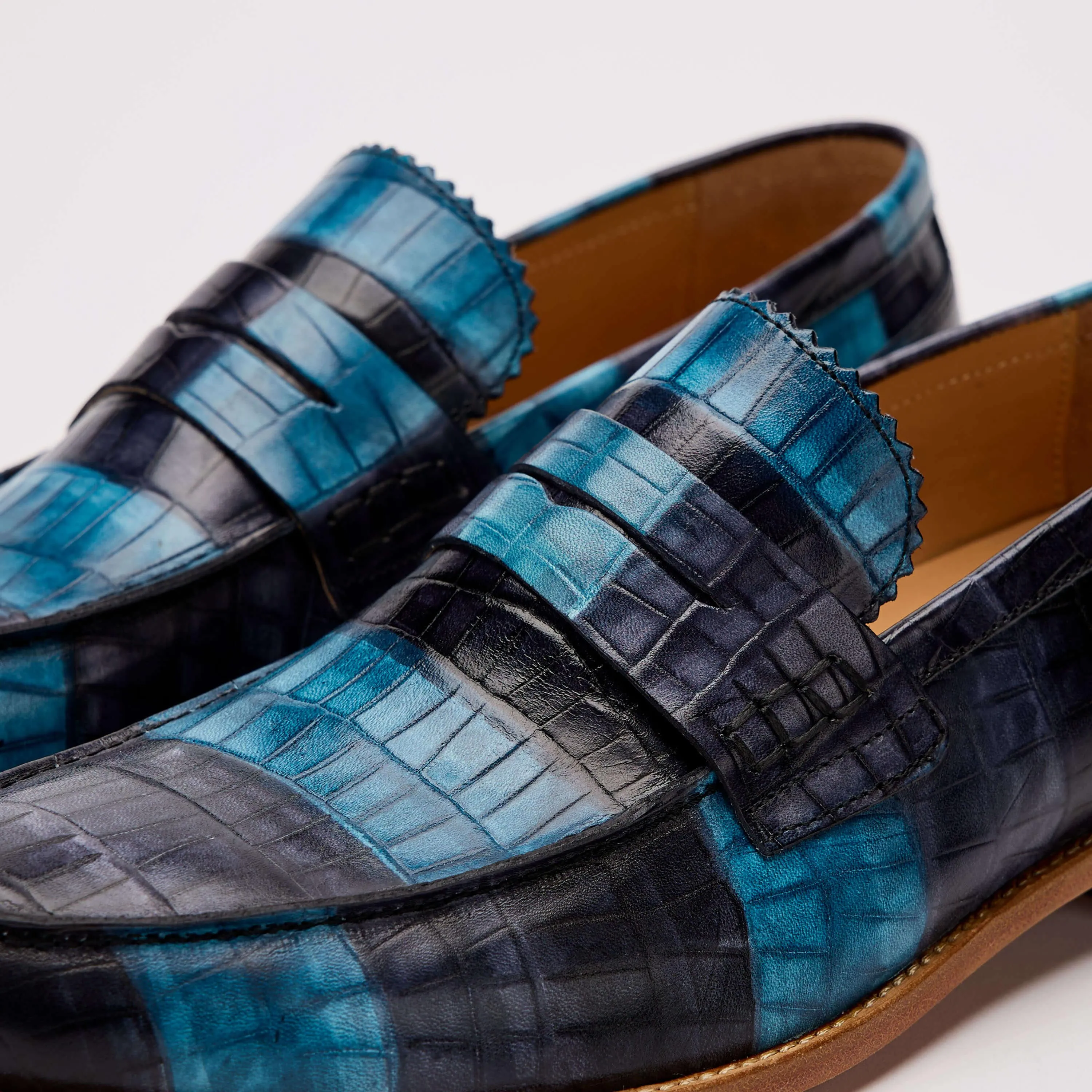 Abe Blue Haze Leather Penny Loafers