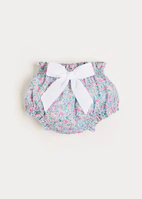 Amelia Floral Print Bow Detail Bloomers in Pink (3mths-2yrs)