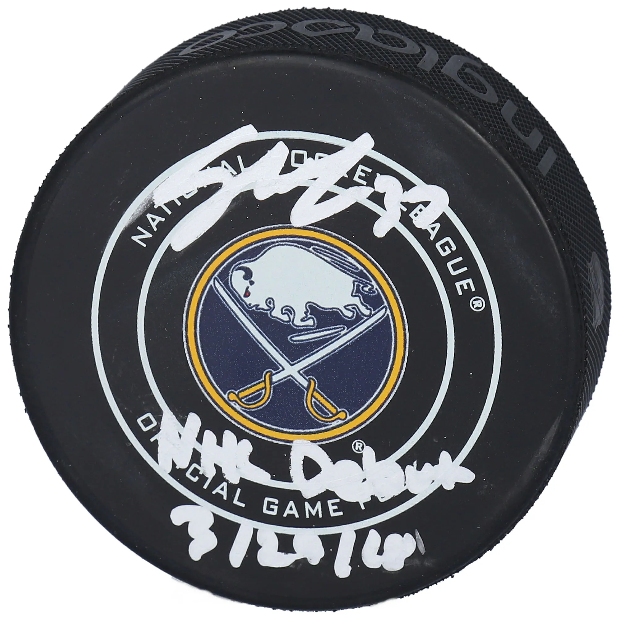 Autographed Buffalo Sabres Casey Mittelstadt Fanatics Authentic Official Game Puck with 