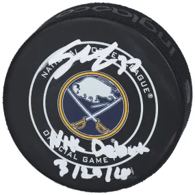 Autographed Buffalo Sabres Casey Mittelstadt Fanatics Authentic Official Game Puck with NHL Debut 3/29/18 Inscription