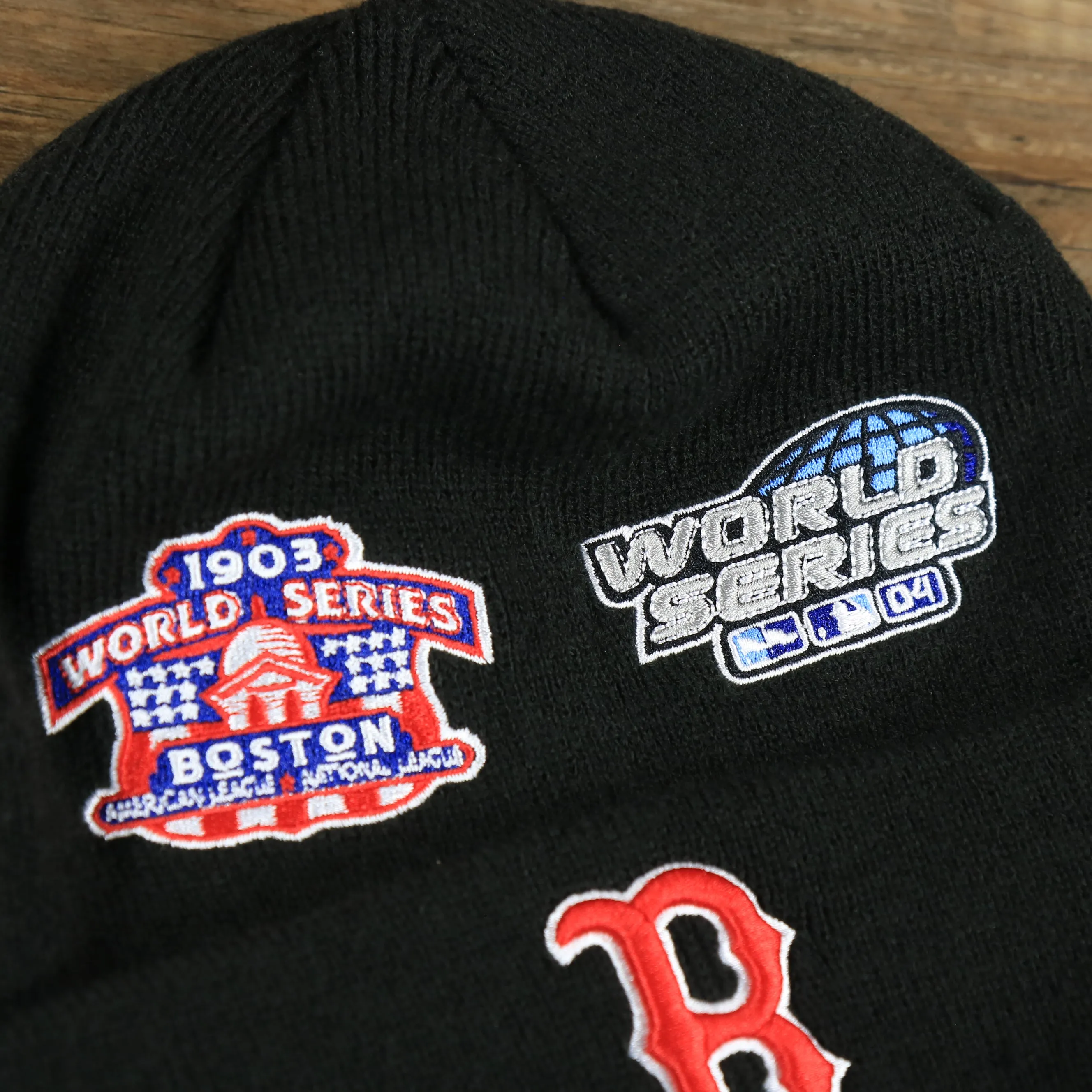 Boston Red Sox All Over World Series Side Patch 9x Champion Knit Cuff Beanie | New Era, Black