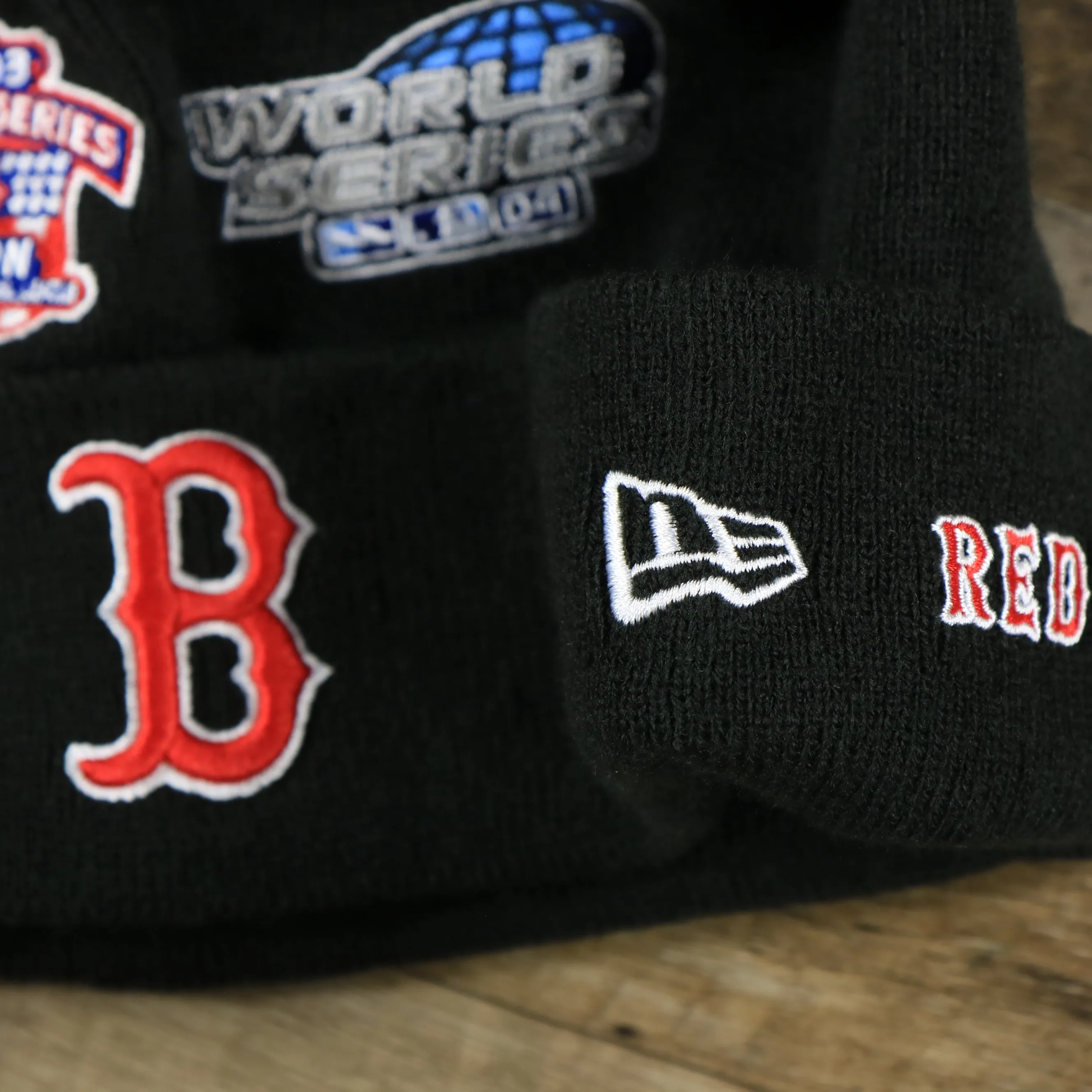 Boston Red Sox All Over World Series Side Patch 9x Champion Knit Cuff Beanie | New Era, Black