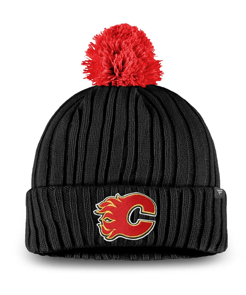 CALGARY FLAMES FANATICS MEN'S CUFFED BEANIE WITH POM TOQUE