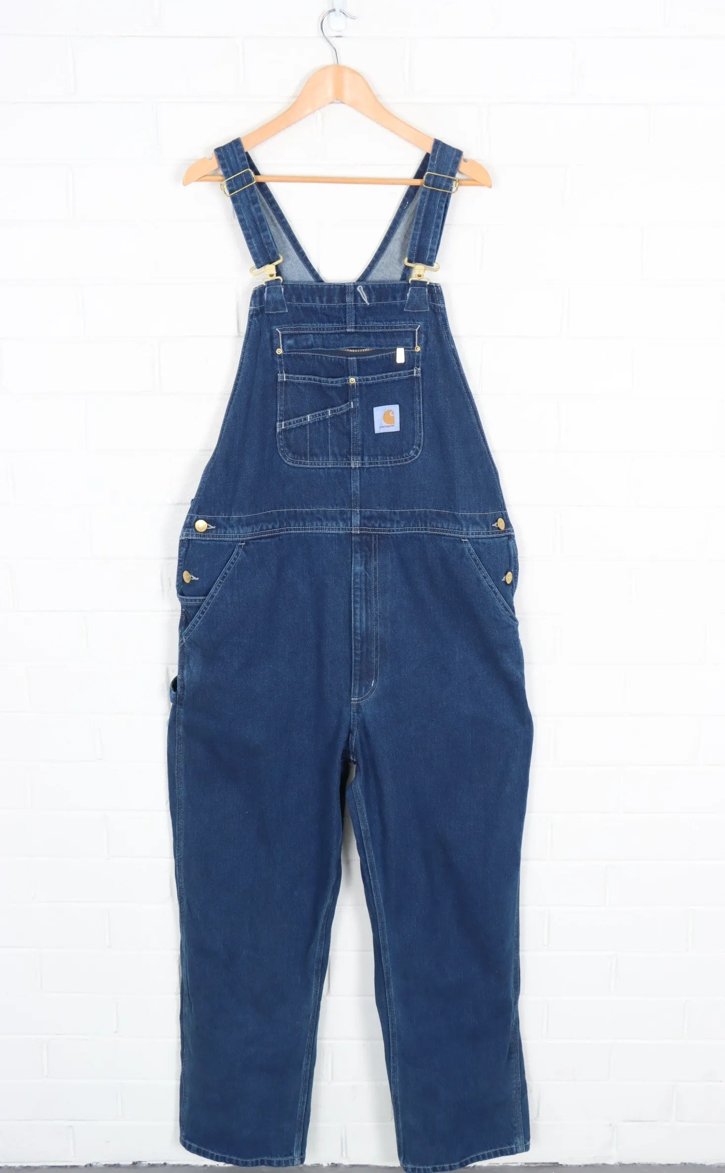 CARHARTT Dark Wash Carpenter 'Loose Fit' Overalls (38 x 32)