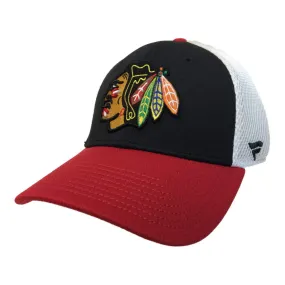 Chicago Blackhawks Fanatics Black Red Iconic Mesh Stretch Fit Hat Cap (M/L)