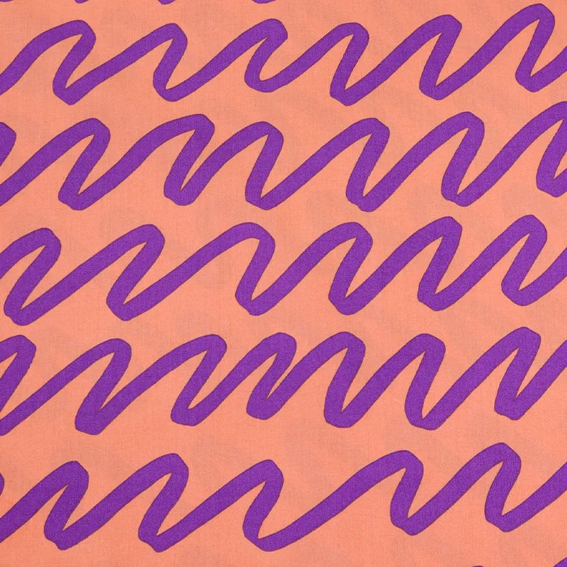 Cotton Poplin - Coral and Purple - Wiggly