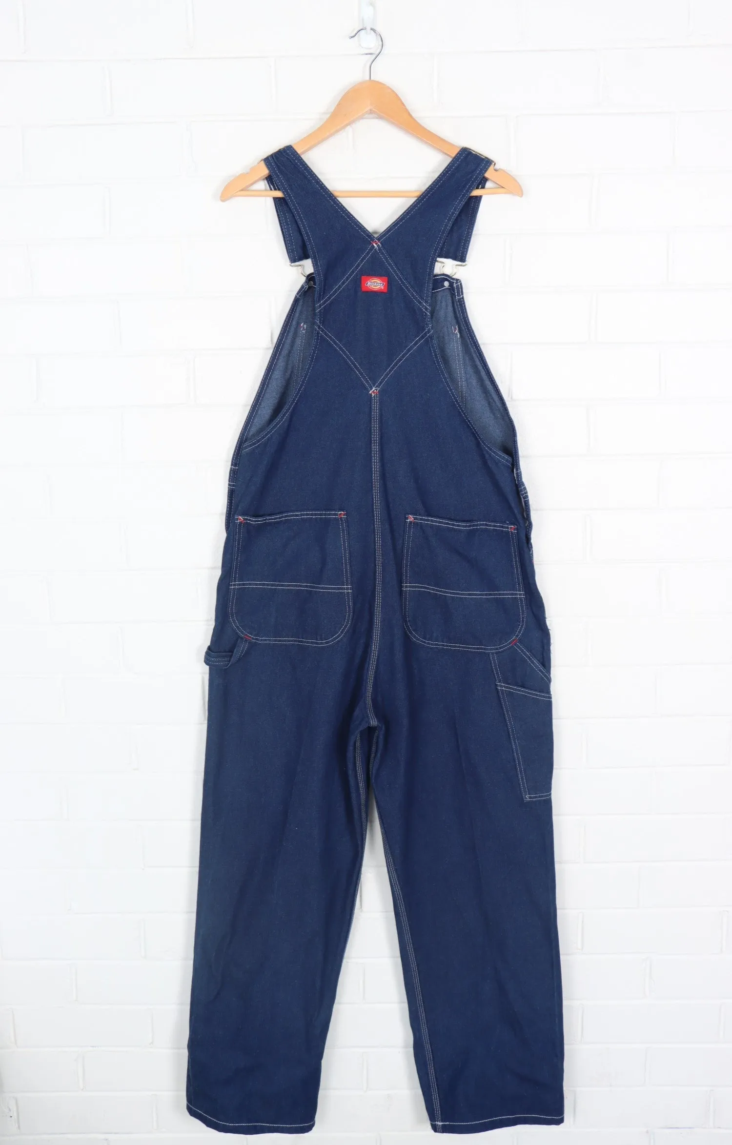 DICKIES Dark Wash Contrast Stitching Long Overalls (34x34)