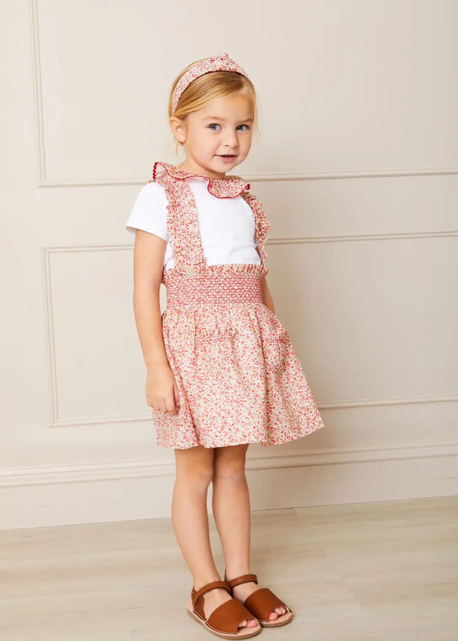 Emma Floral Print Short Sleeve Top in Red (2-10yrs)