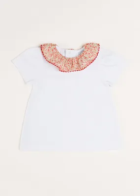 Emma Floral Print Short Sleeve Top in Red (2-10yrs)