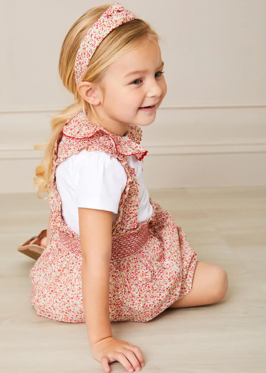 Emma Floral Print Short Sleeve Top in Red (2-10yrs)