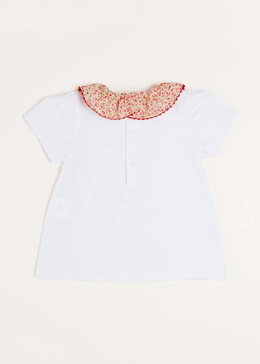 Emma Floral Print Short Sleeve Top in Red (2-10yrs)