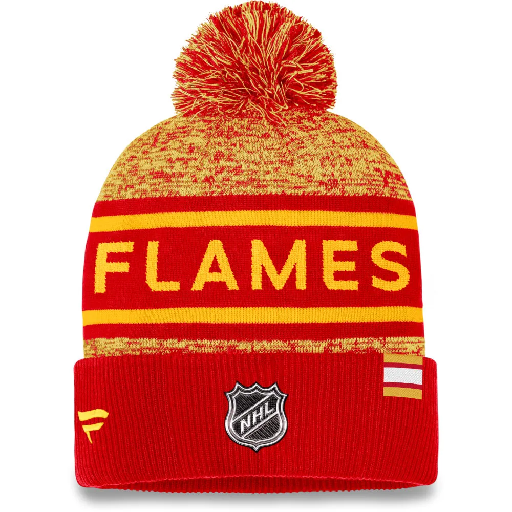 FANATICS CALGARY FLAMES ADULT AUTHENTIC PRO CUFFED POM TOQUE