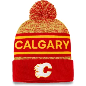 FANATICS CALGARY FLAMES ADULT AUTHENTIC PRO CUFFED POM TOQUE