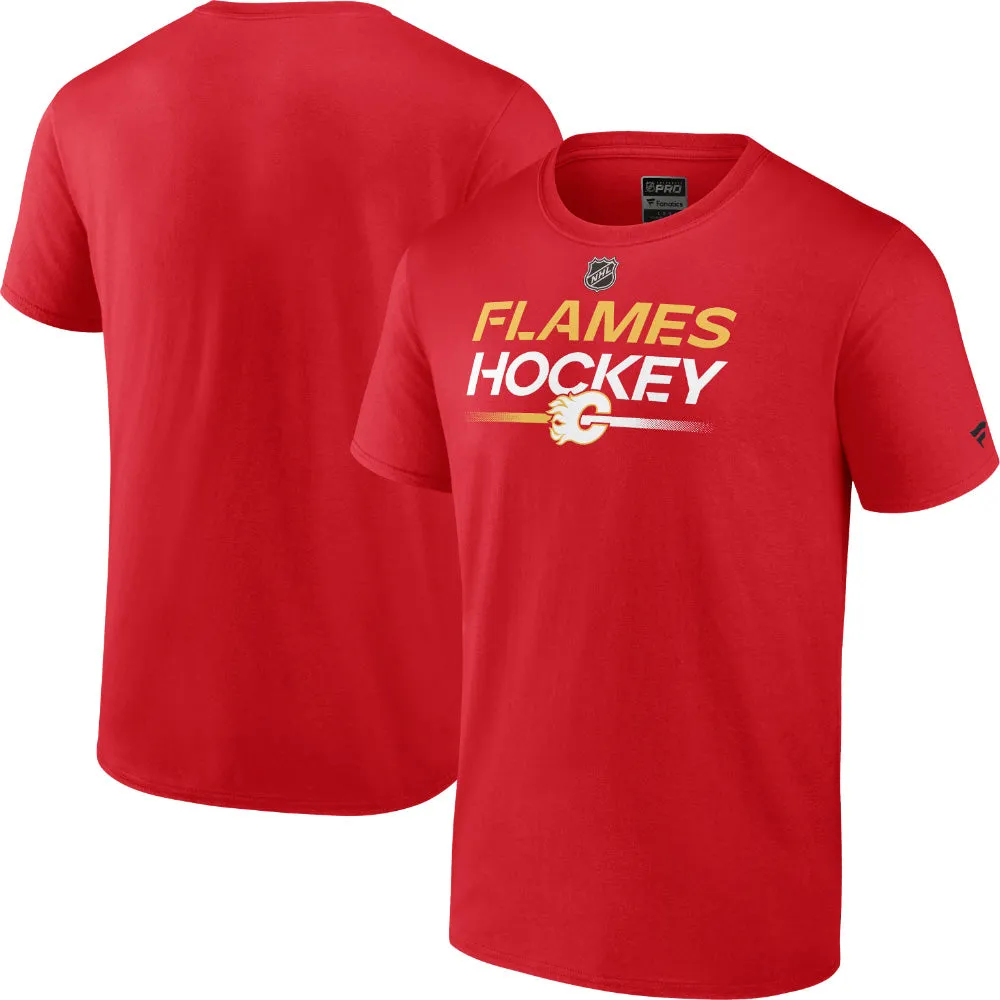 FANATICS CALGARY FLAMES AUTHENTIC PRO PRIME ADULT RED T SHIRT