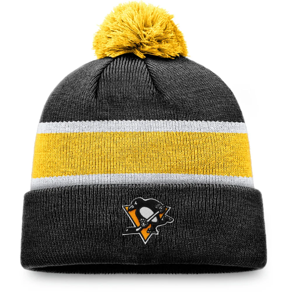 FANATICS PITTSBURGH PENGUINS ADULT BREAKAWAY CUFF POM BEANIE