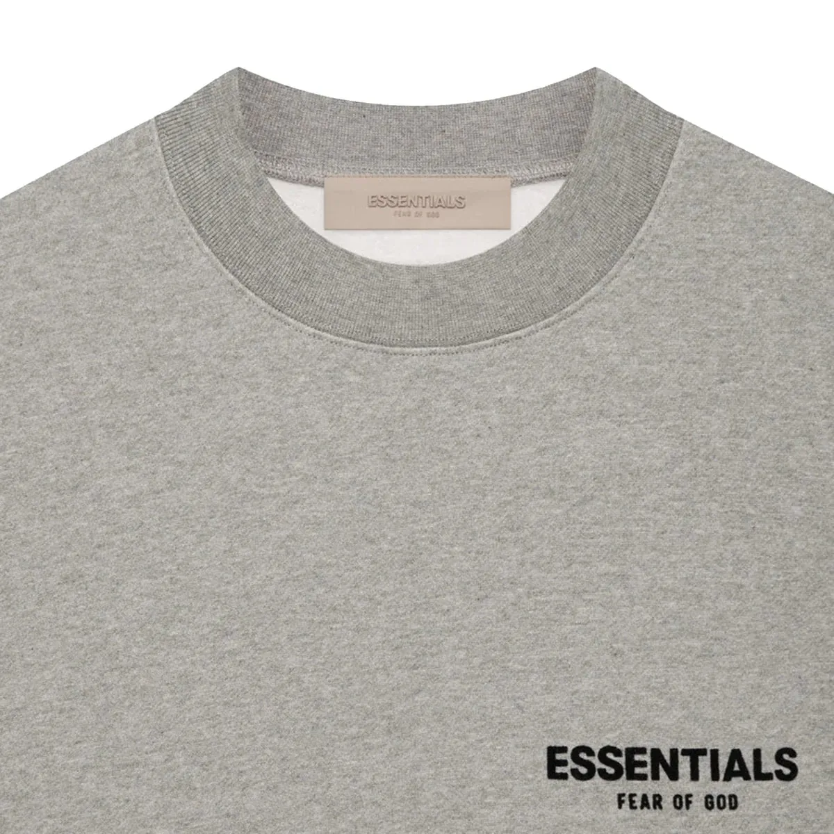 FEAR OF GOD Essentials Felt Logo Crewneck Sweatshirt Dark Oatmeal