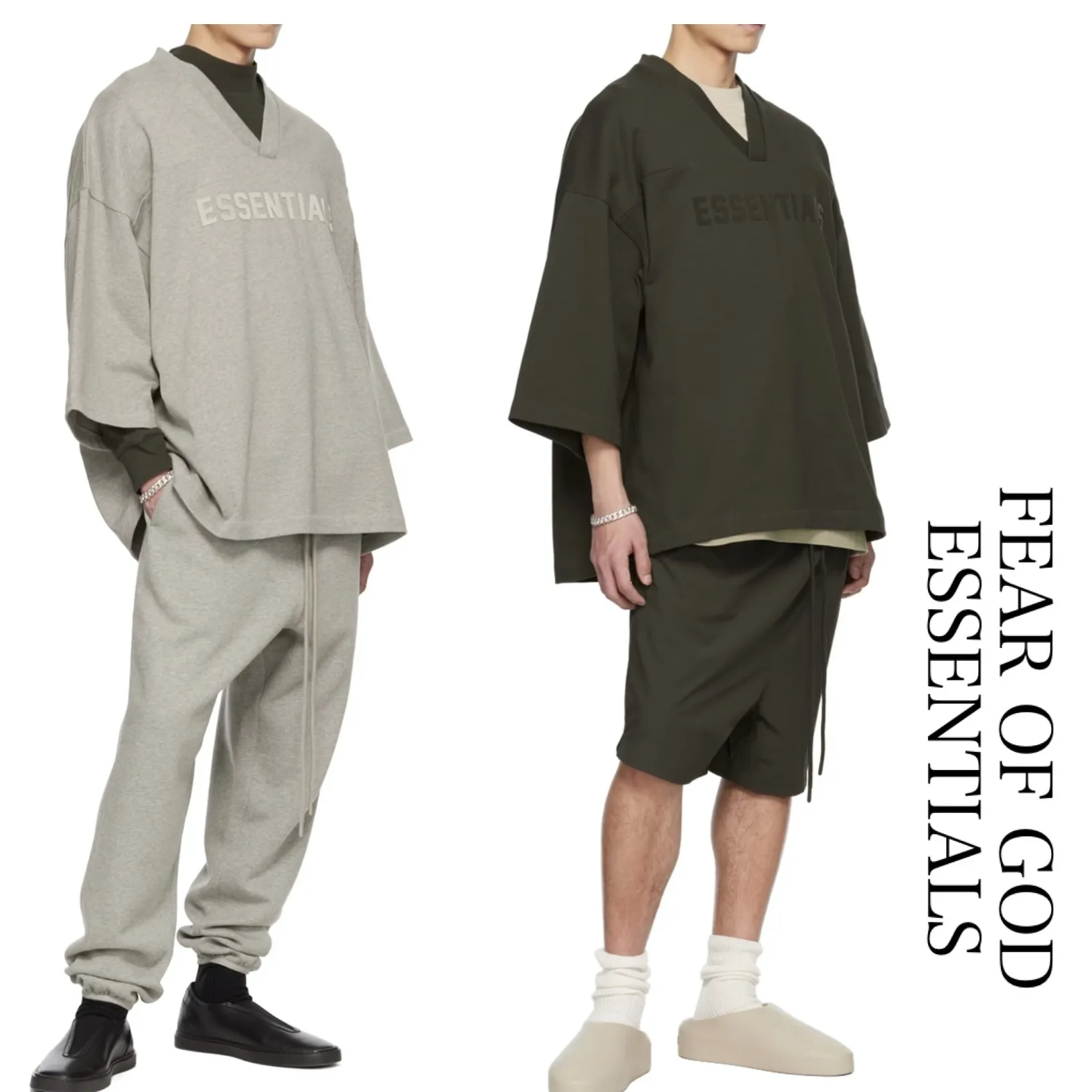 FEAR OF GOD  |Street Style V-Neck Plain Cotton Logo V-Neck T-Shirts