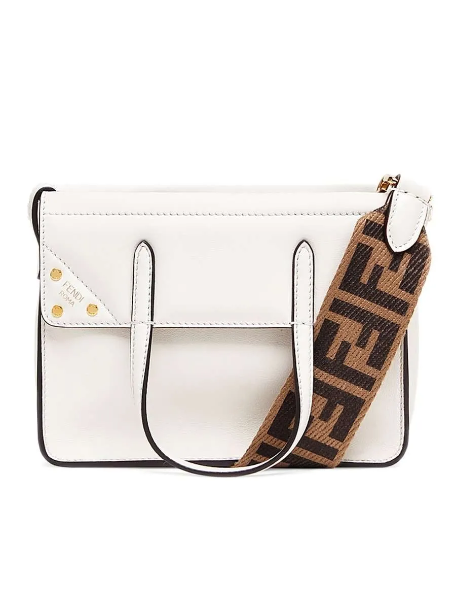 Flip Small White Leather Bag