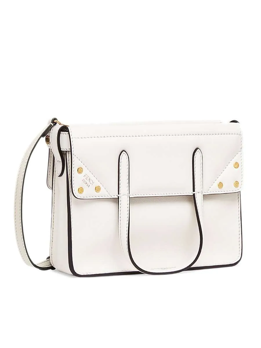 Flip Small White Leather Bag