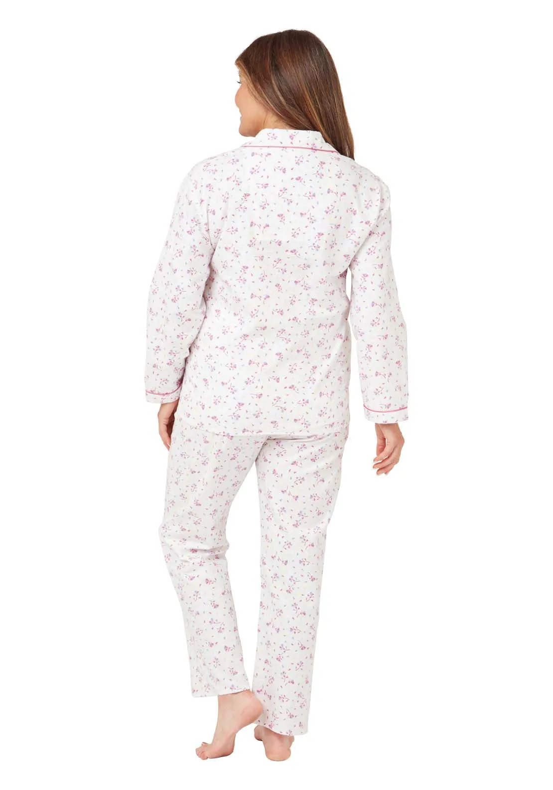 Floral Fan Wincey Pj - Pink