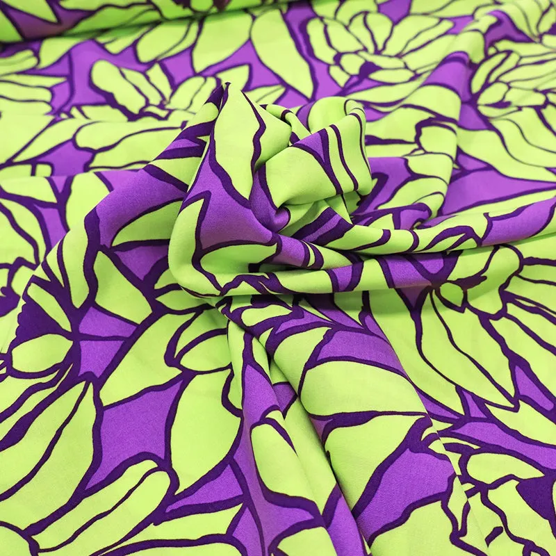 Floral LENZING ECOVERO Viscose - Yellow and Purple - Bloomin'