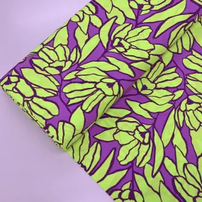 Floral LENZING ECOVERO Viscose - Yellow and Purple - Bloomin'