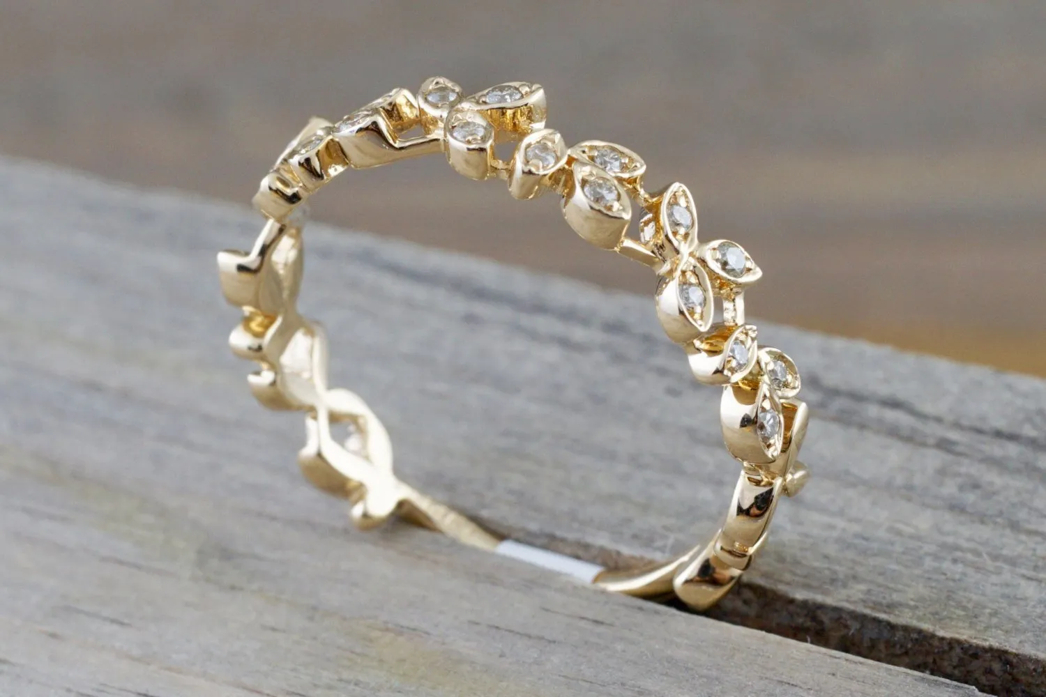 Gold Floral Leaf Diamond Band ASPBR010010