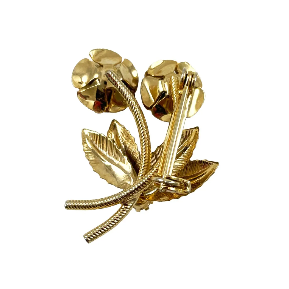 Gold Rose with Topaz Rhinestones Brooch