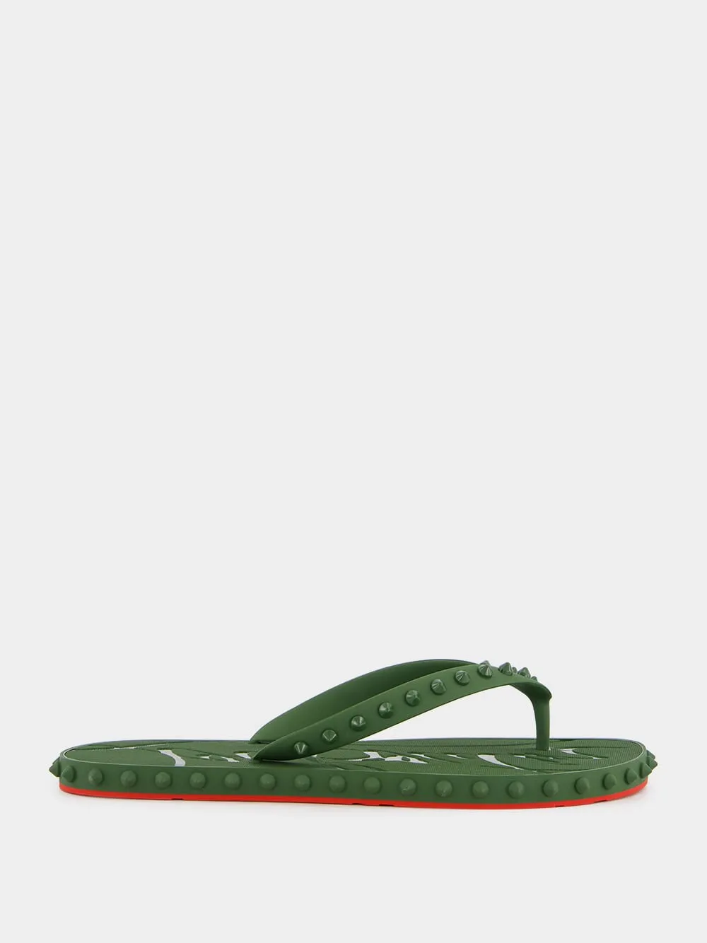 Green Super Loubi Rubber Flip Flops